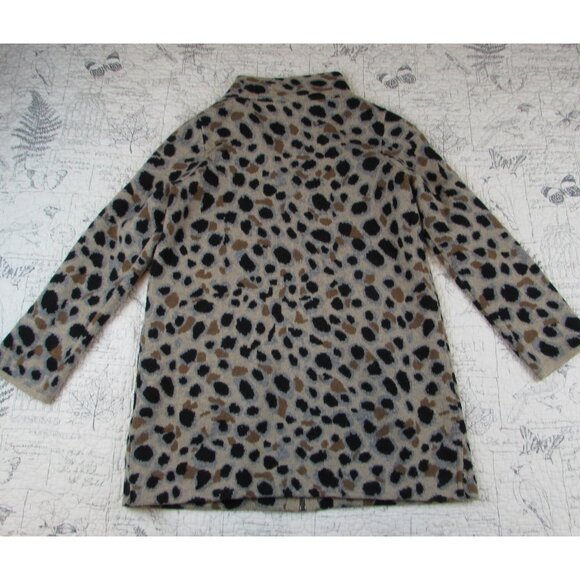 Field Flower Anthropologie Miena Leopard Zip Cardigan Sweater coat wool S - Picture 2 of 6